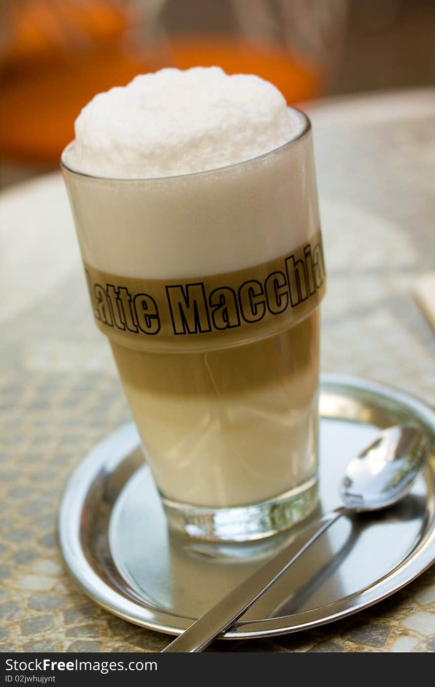 Coffee Latte Macchiato in a glass