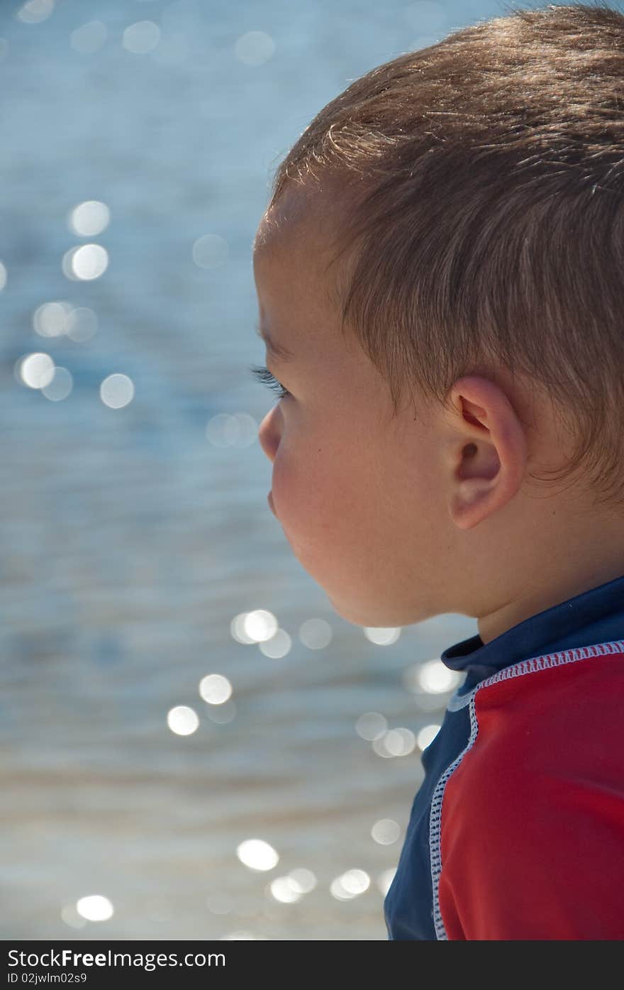 A photo of my son playing at the beach.  This was taken just outside the Altona Yacht Club, in Melbourne, Australia