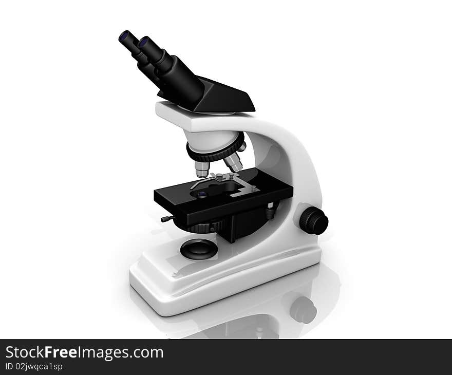 Digital illustration of Microscope in 3d on white background