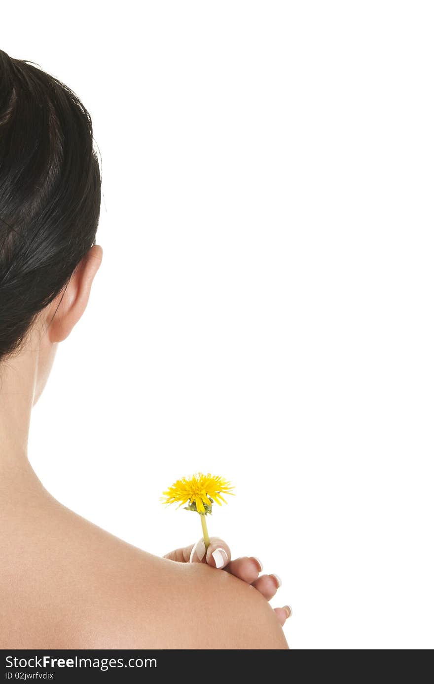 Woman Holds Ayellow Flower