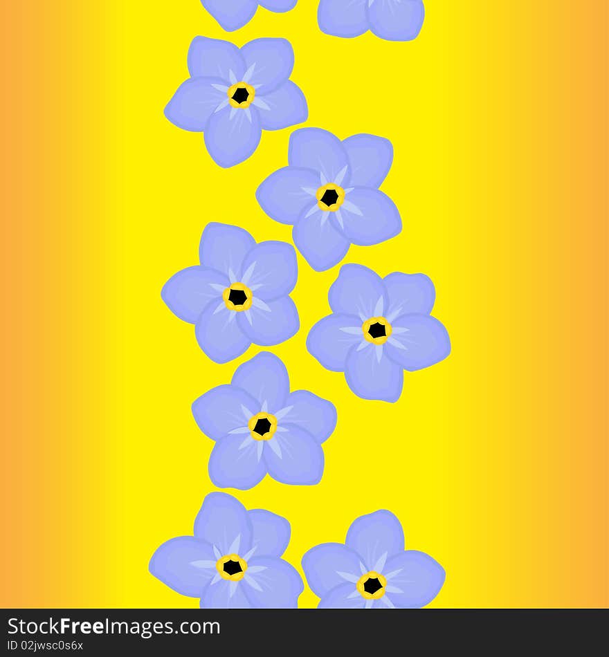 Seamless Pattern With A Blue Flowers