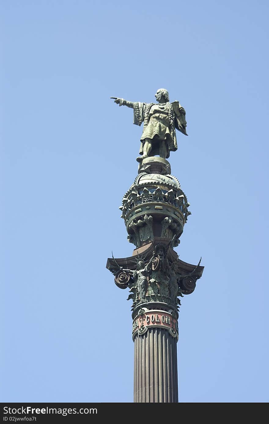 Typical Columbus statue at Barcelona harbour. Typical Columbus statue at Barcelona harbour