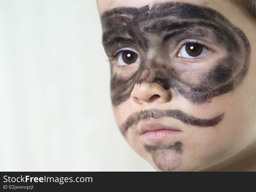 Young happy boy in The Zorro make-up. Young happy boy in The Zorro make-up