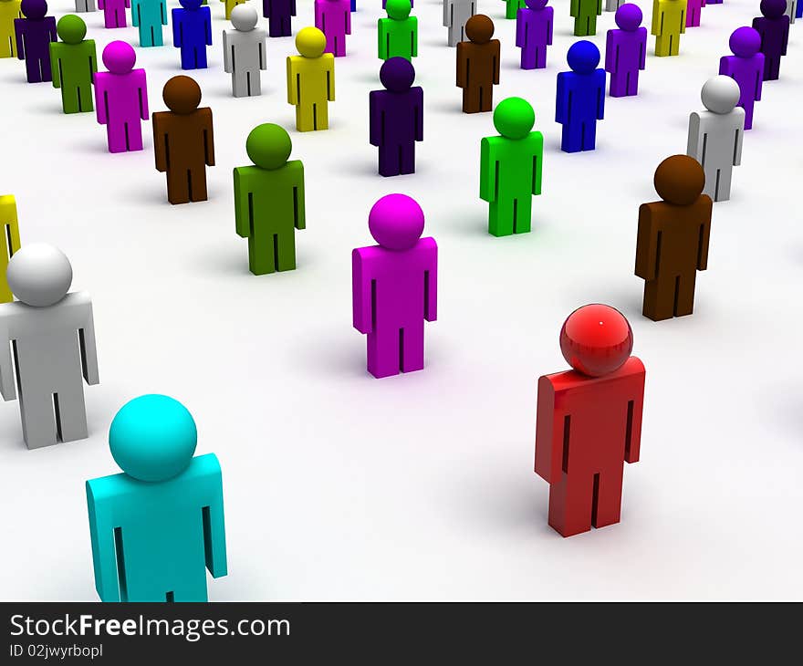 3d rendered image of colorful people