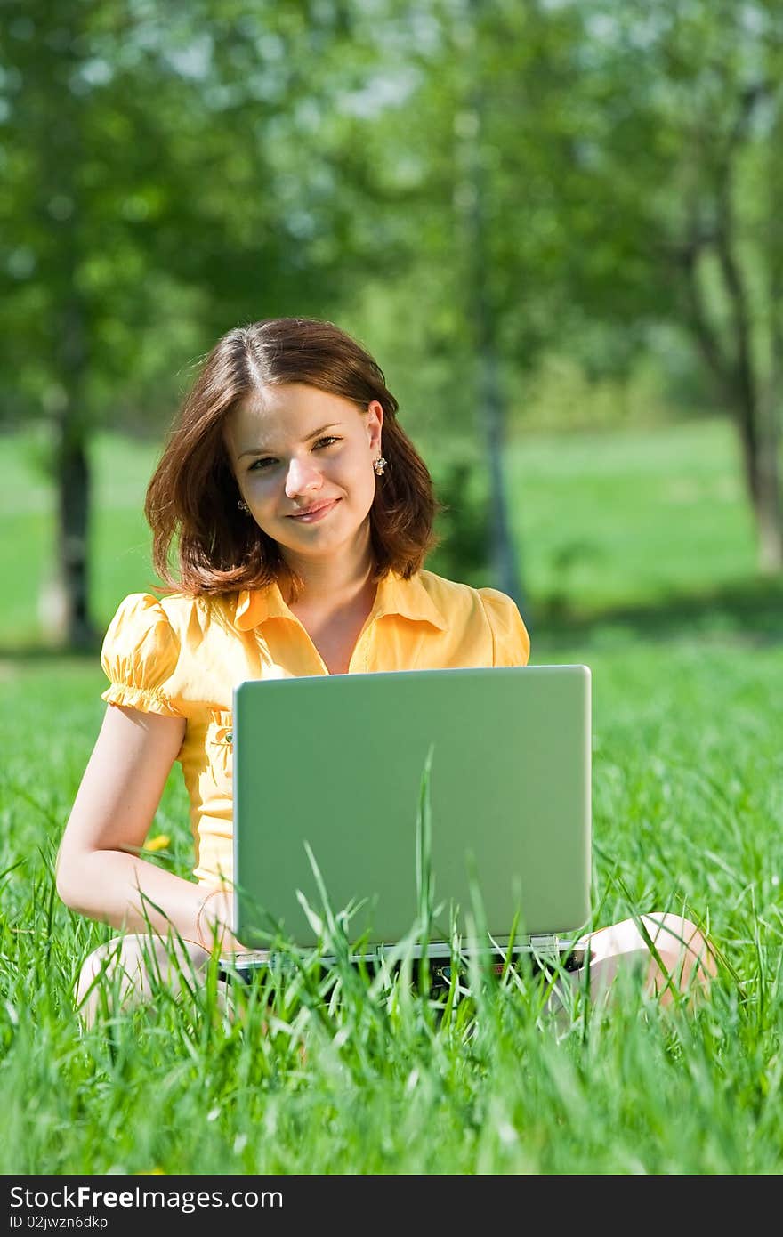 Girl working with laptop