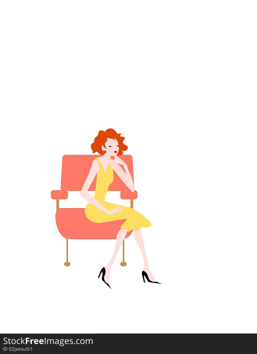 Illustration of a relaxing girl