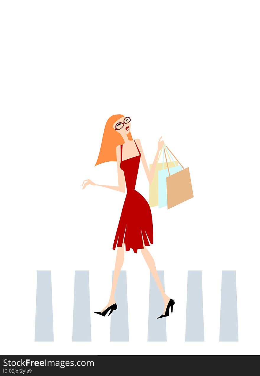 Fashion shopping woman-illustration art