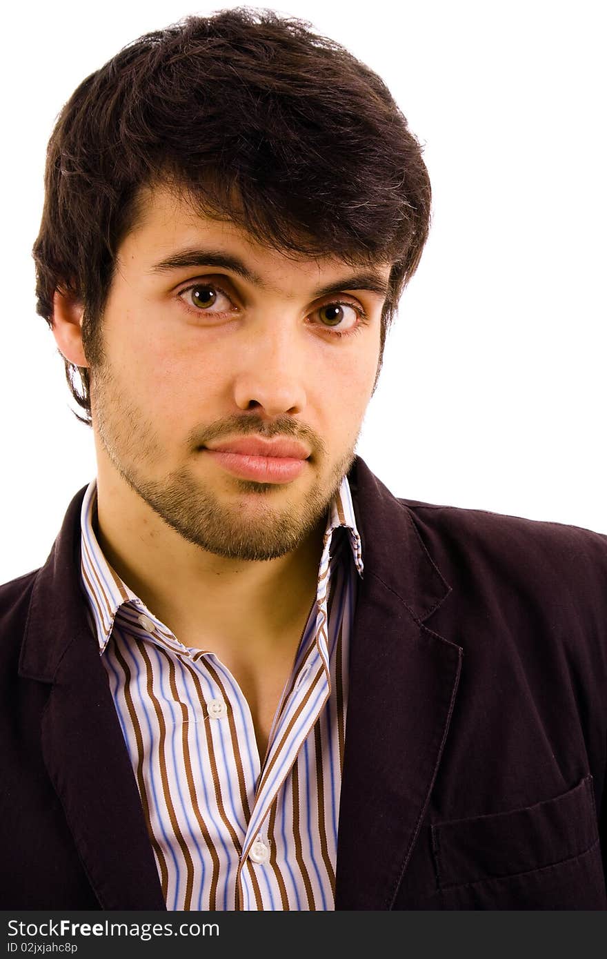 Portrait of young atractive man, isolated on white