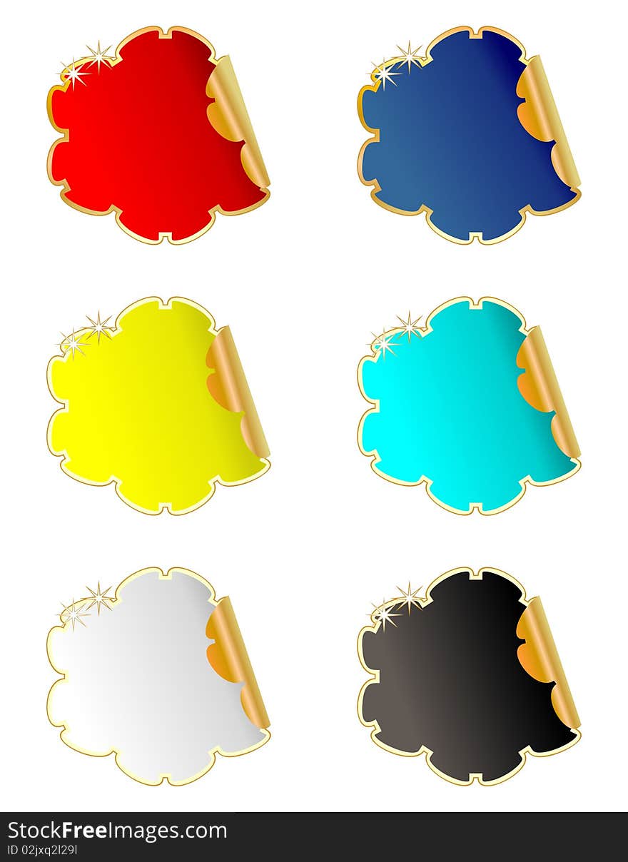 Set Of Color Framework As Stickers And Labels