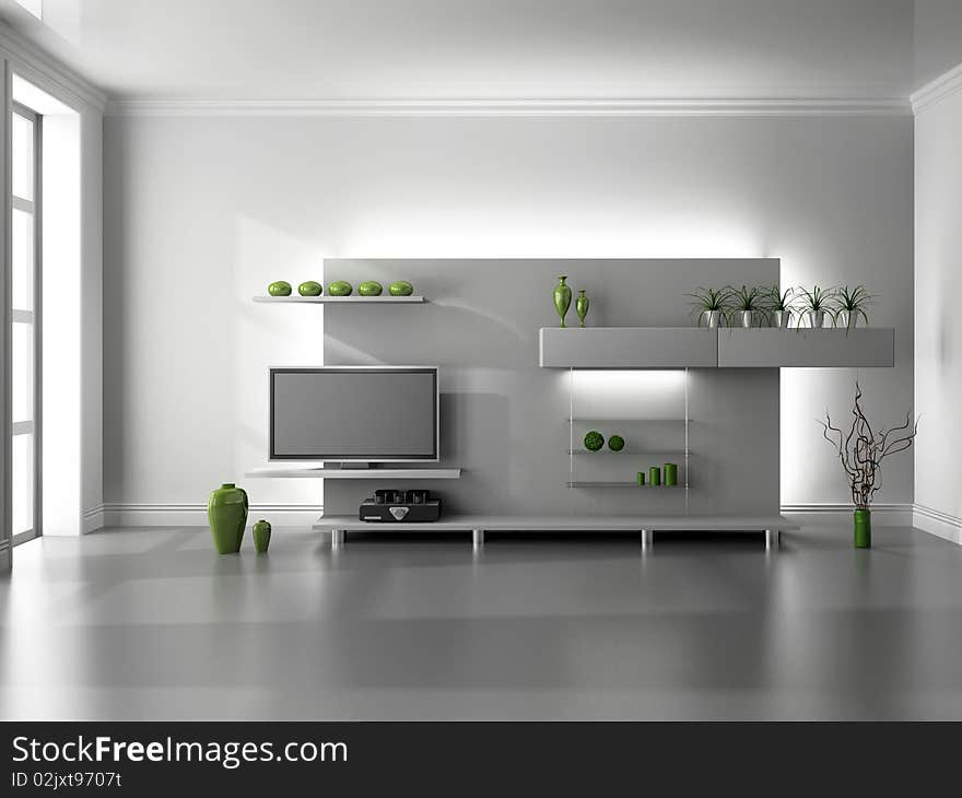 Modern interior of living room 3D