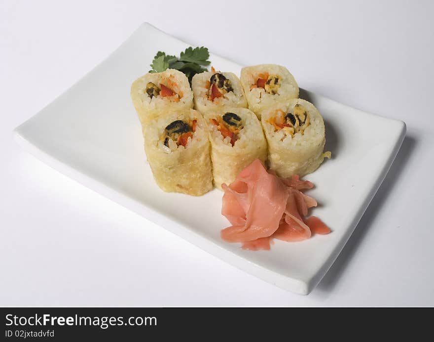 Photo of rolled and sushi