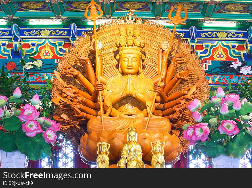 China Buddha image in the Chinese temple. China Buddha image in the Chinese temple