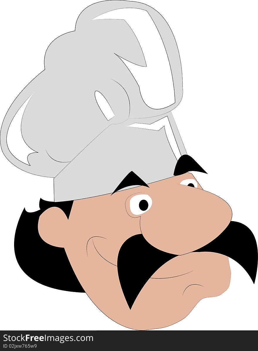 Vector illustration of a chef cook with grey hat.