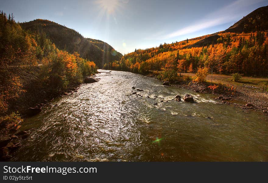 Autumn colors along Tuya River