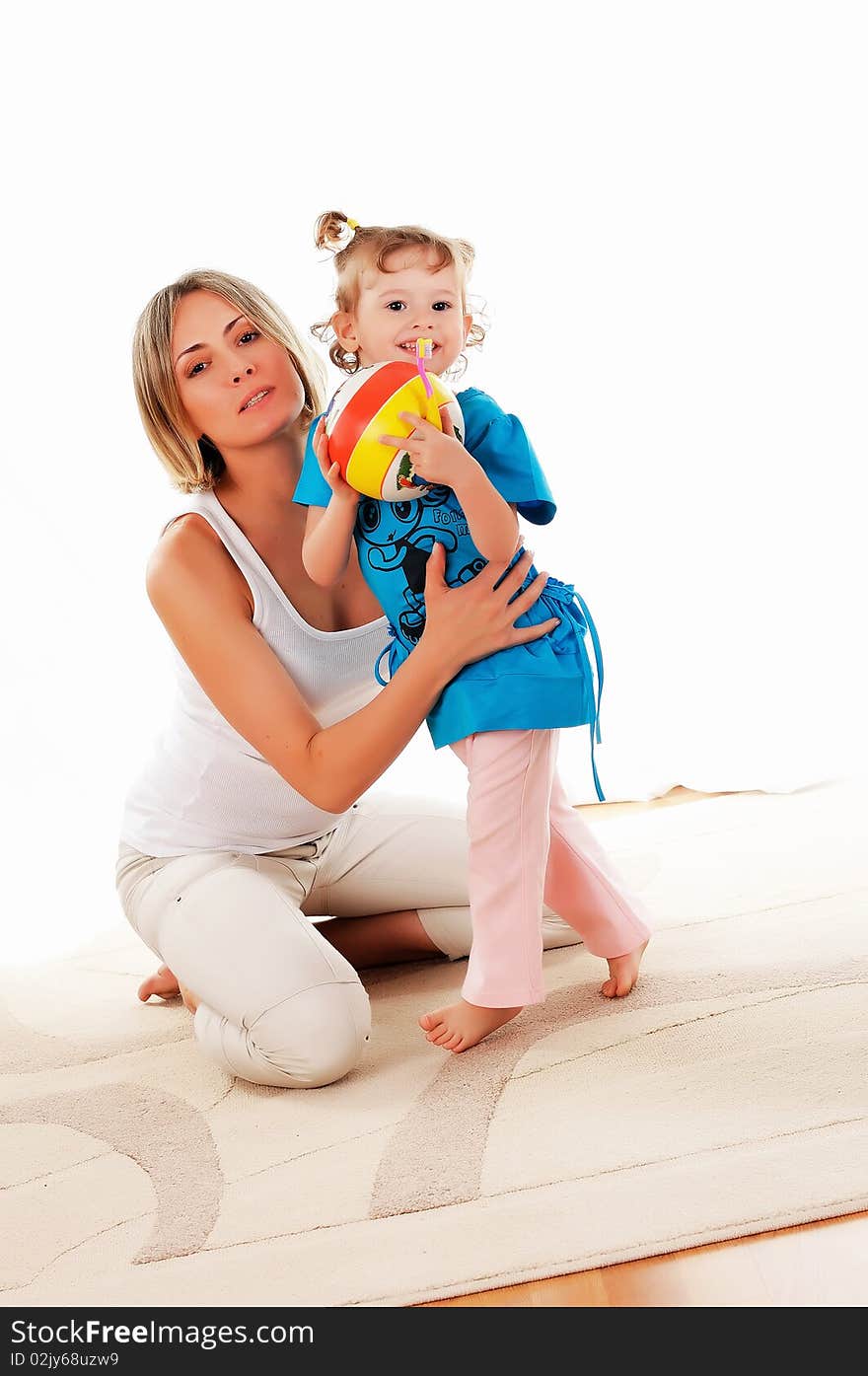 Young mother and her young daughter spent time together