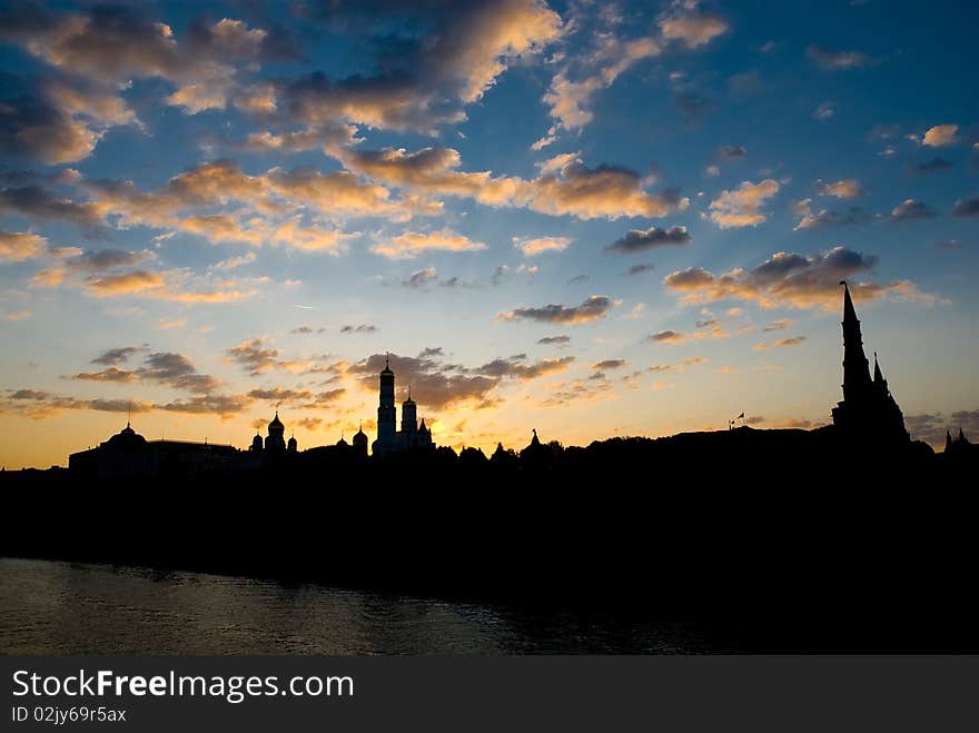 The Moscow Kremlin in the summer. Sunset. The Moscow Kremlin in the summer. Sunset.