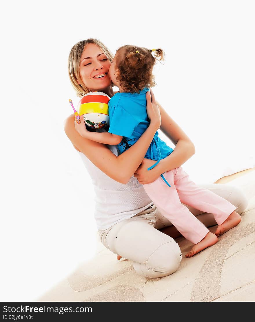 Young mother and her young daughter spent time together