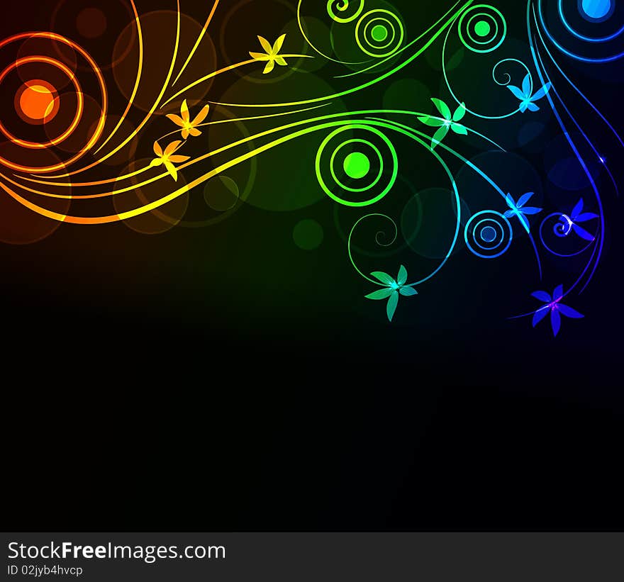 Glowing floral background, illustration with copy space area