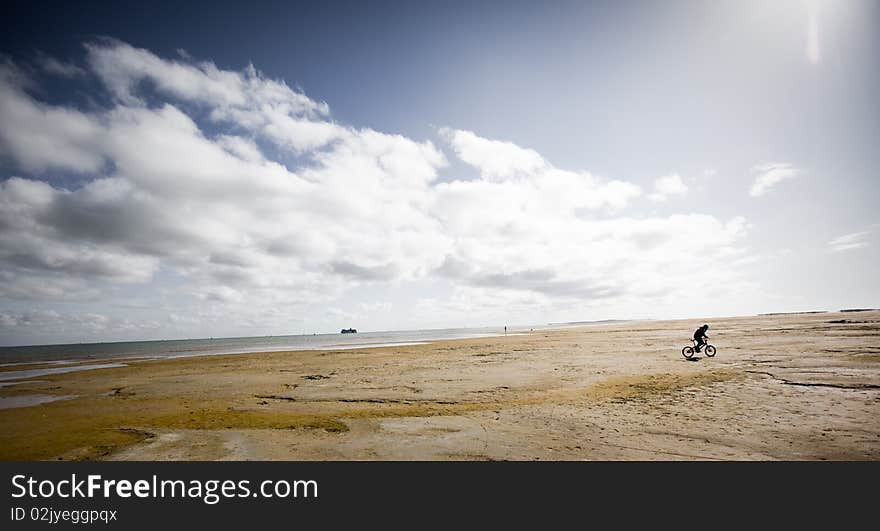 A biker in north holland. A biker in north holland