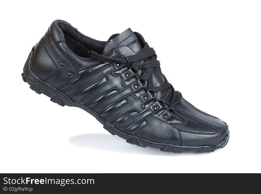 Black leather sport shoe