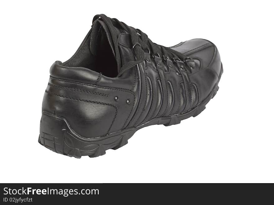 Black leather running shoe