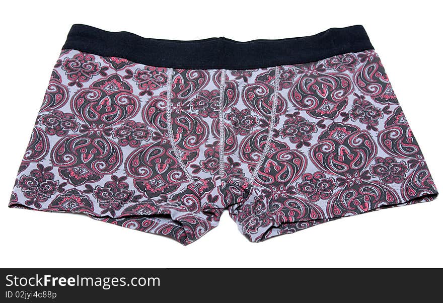 Male undershorts with pattern on white background