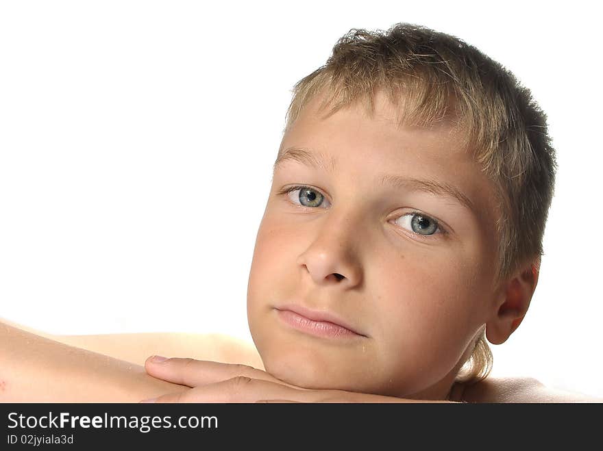 Portrait of young man is isolated on white background. Portrait of young man is isolated on white background