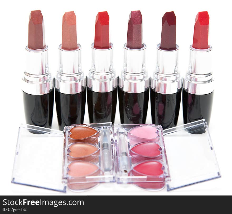 Lipstick stands in row