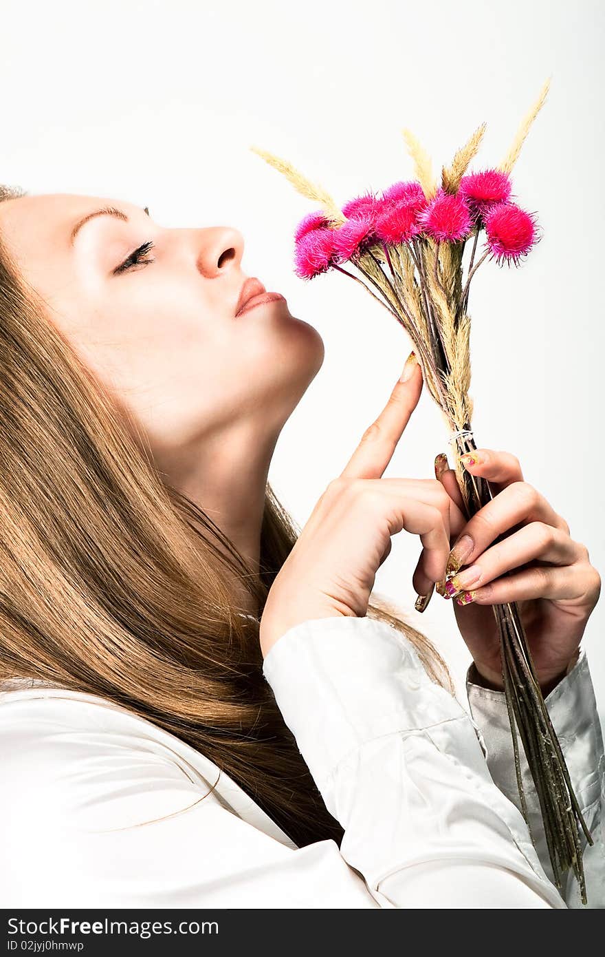 Stunning Young Woman With Flower