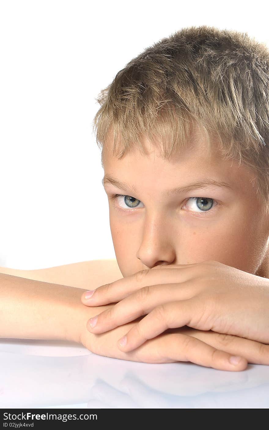 Portrait of young man is isolated on white background. Portrait of young man is isolated on white background