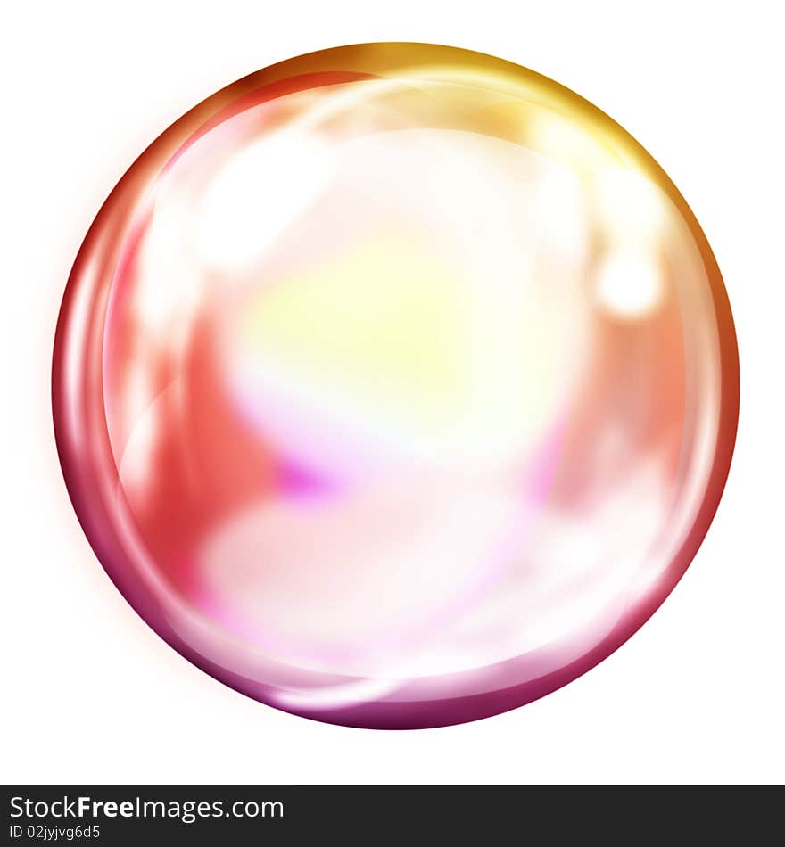 Red clear ball on white background