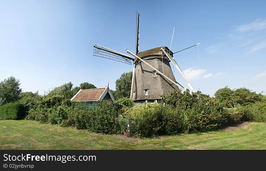 Panorama of Dutch windmill