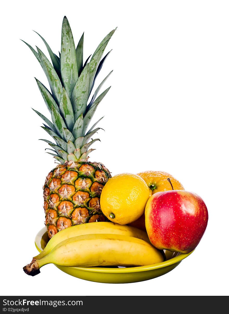 Mixed arrangement of fruit on white background. Mixed arrangement of fruit on white background