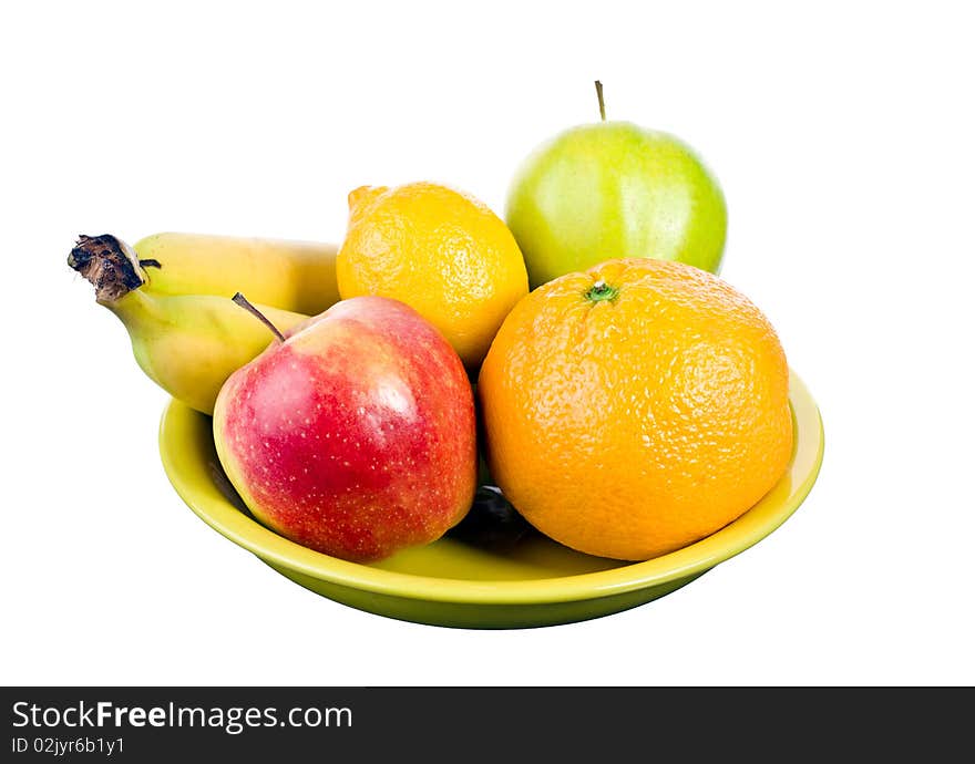 Mixed arrangement of fruit on white background. Mixed arrangement of fruit on white background