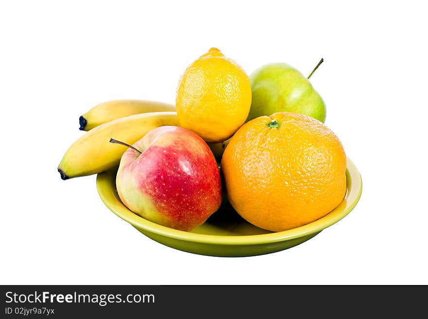 Mixed arrangement of fruit on white background. Mixed arrangement of fruit on white background