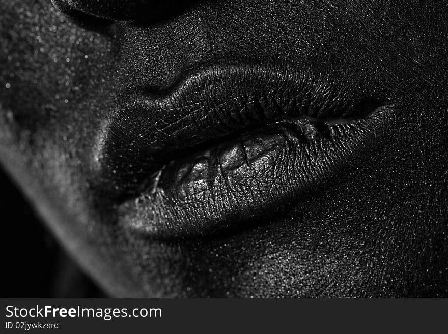 The lips of a young girl