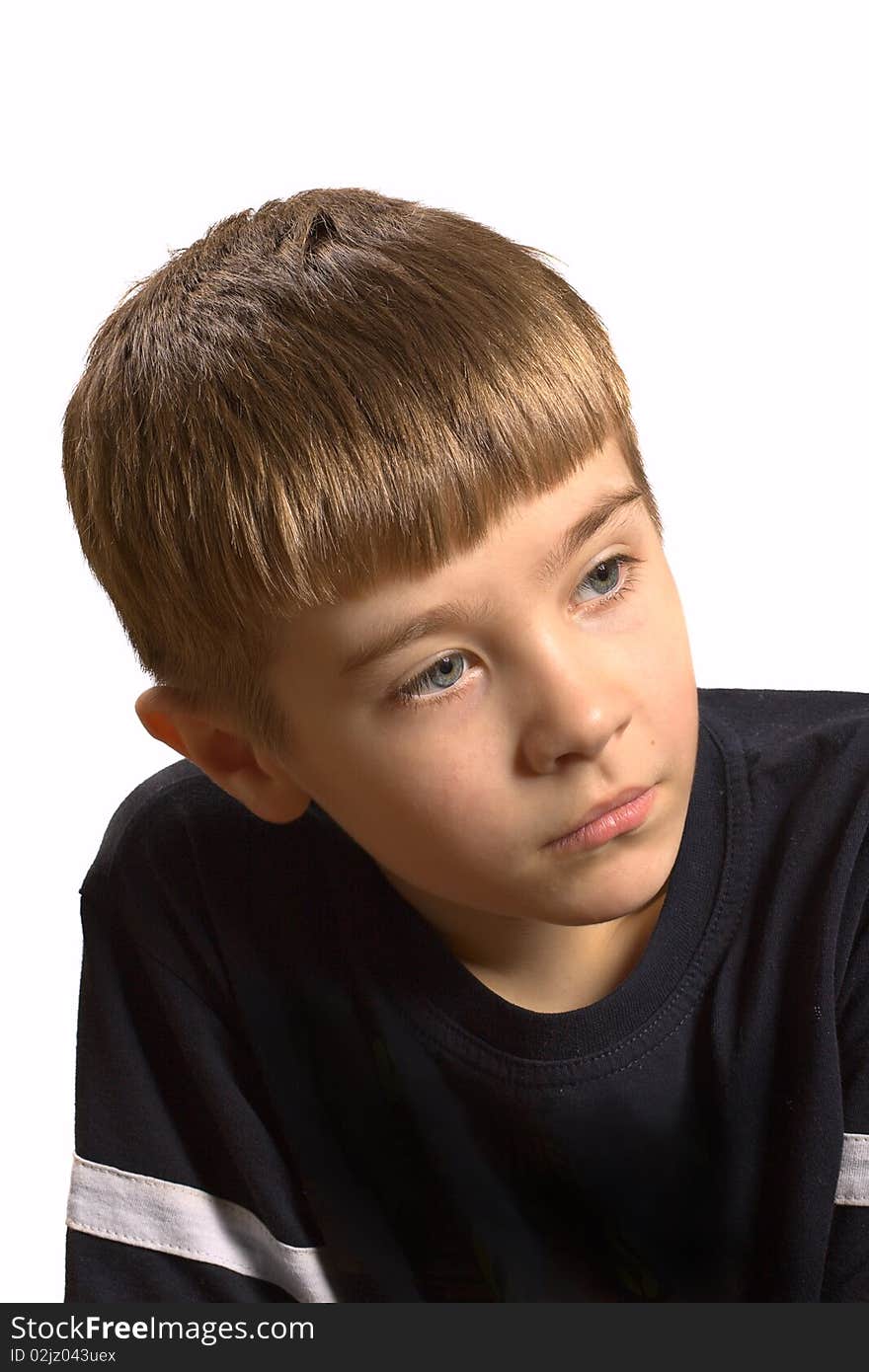 Portrait of the boy is isolated on white background