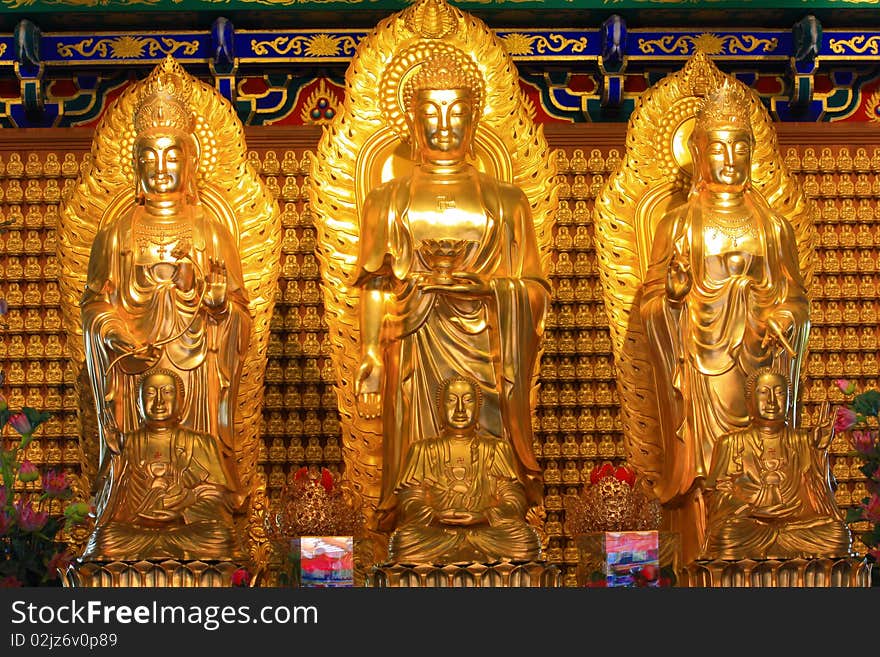 China Buddha image in the Chinese temple. China Buddha image in the Chinese temple