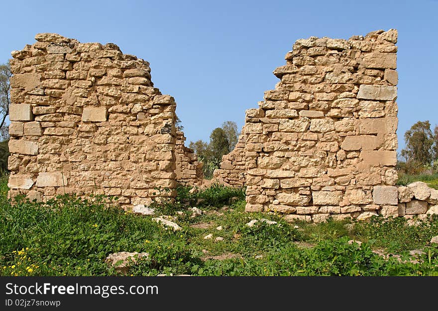 Symmetric ruins of the old stone house