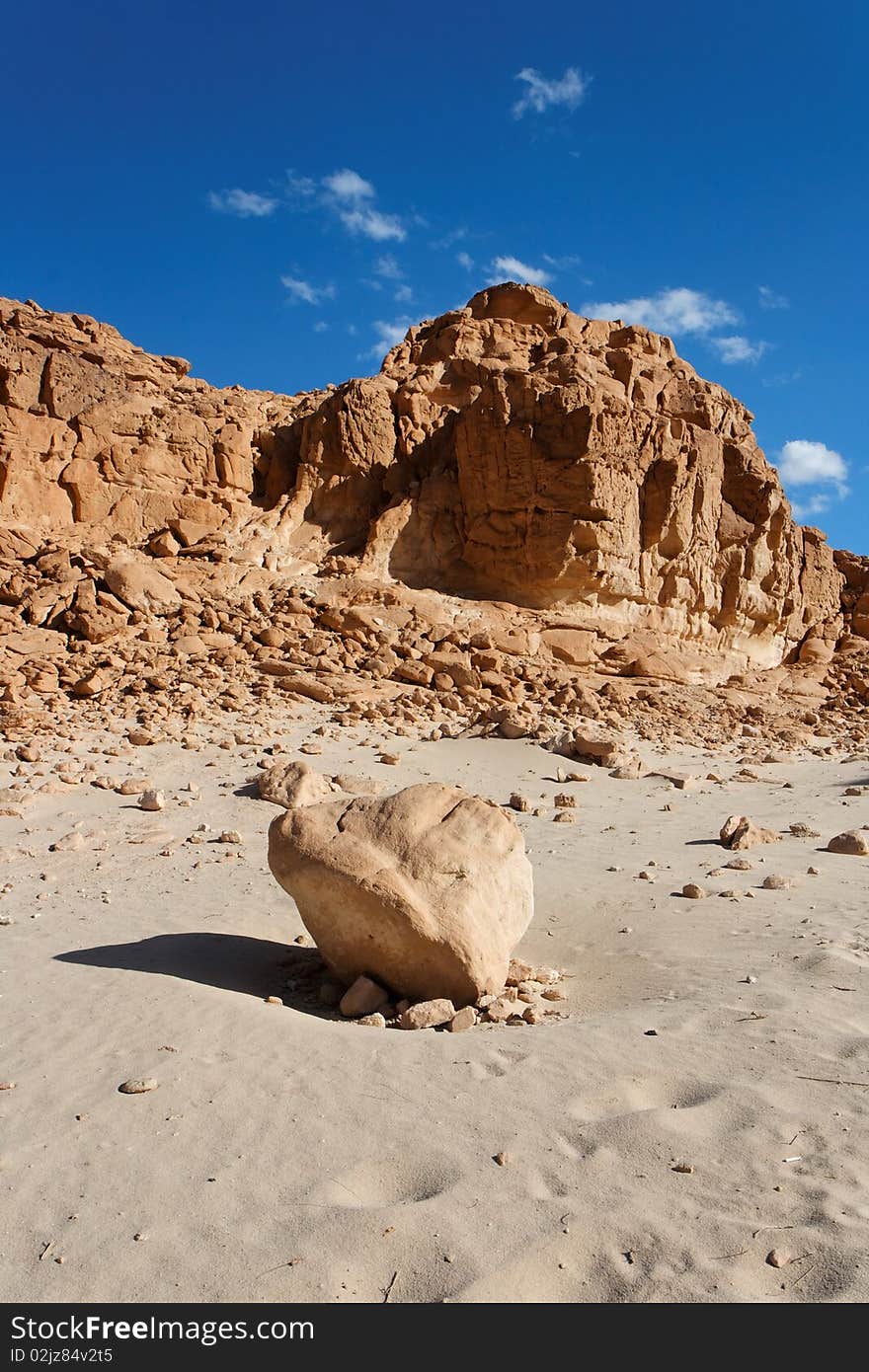 Rocky desert landscape in Timna national park in Israel