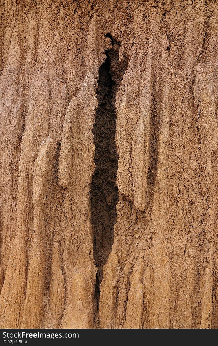 Texture image,Collapse being eroded soil water.