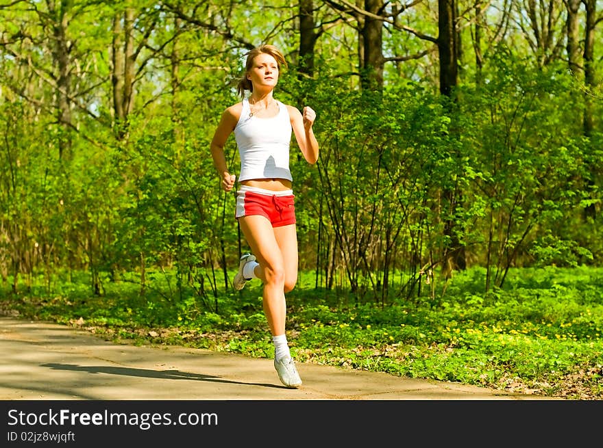 Pretty girl jogging