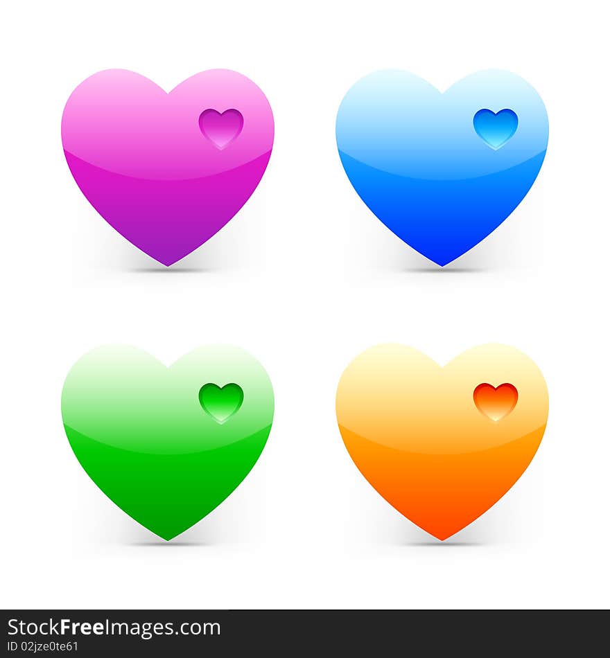 Set of a  illustration of colourful hearts