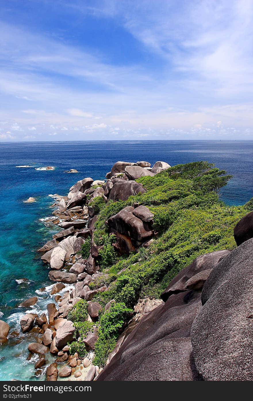 Andaman coast of Thailand and the blue water