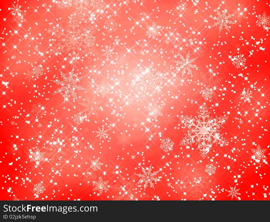 Red snowflake and star pattern for backgrounds