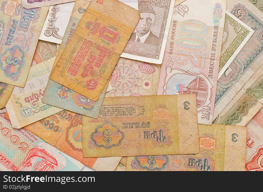 Background from banknotes of the old sample