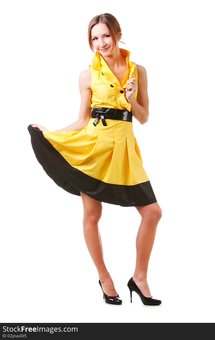 Young pretty girl in yellow dress