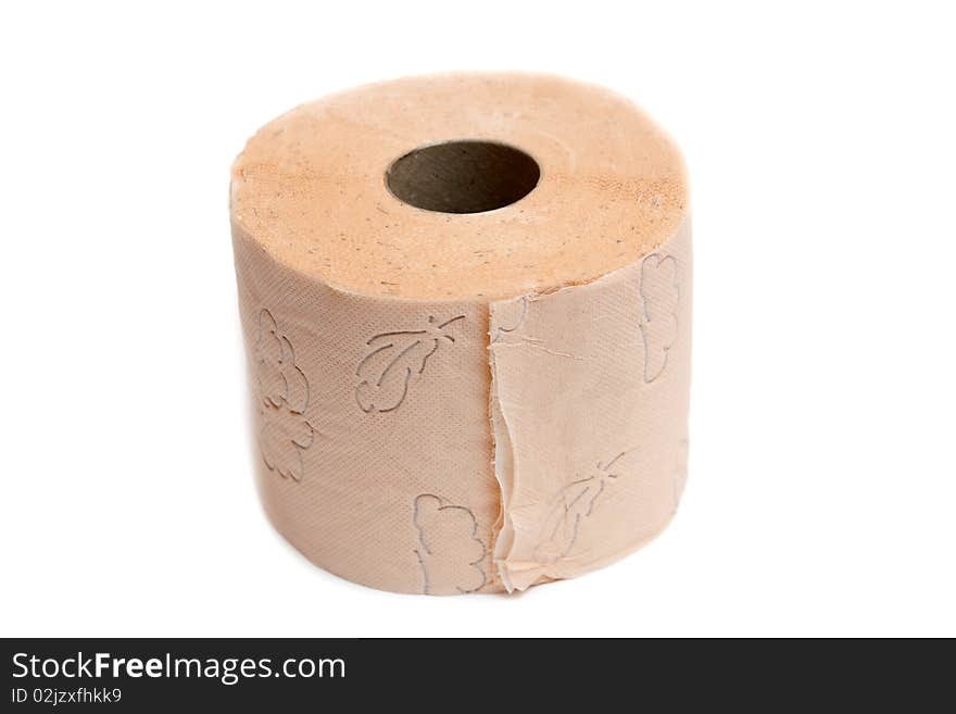 Pink toilet paper isolated on white background