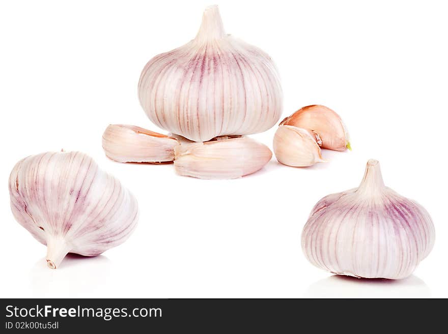 Isolated garlics on white background