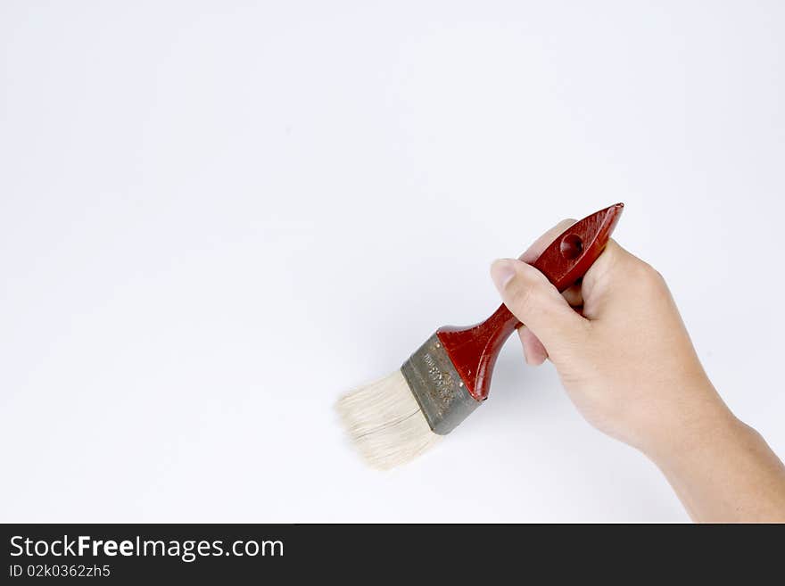 The men's brush motion on white background